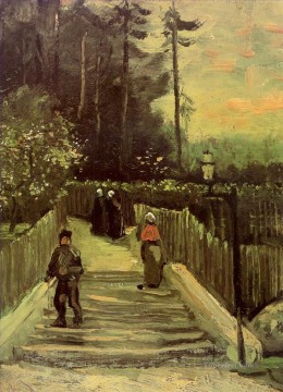  Montmartre Pintura - Camino inclinado en Montmartre Vincent van Gogh